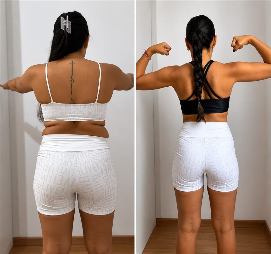 Foto de antes e depois de paciente, rosto preservado